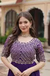 KA 1121 Faux Blooming Sequence Embroidery Gown Wholesale Shop In Surat
